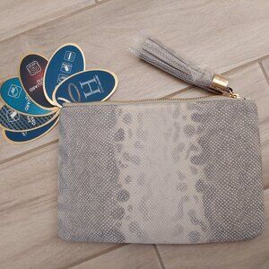 G.I.L.I. Gray Snake Print Haloguard Tech Pouch Clutch.   Size  9.5x6.5